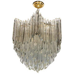 Exceptional Camer Venini Murano Glass Prism Chandelier