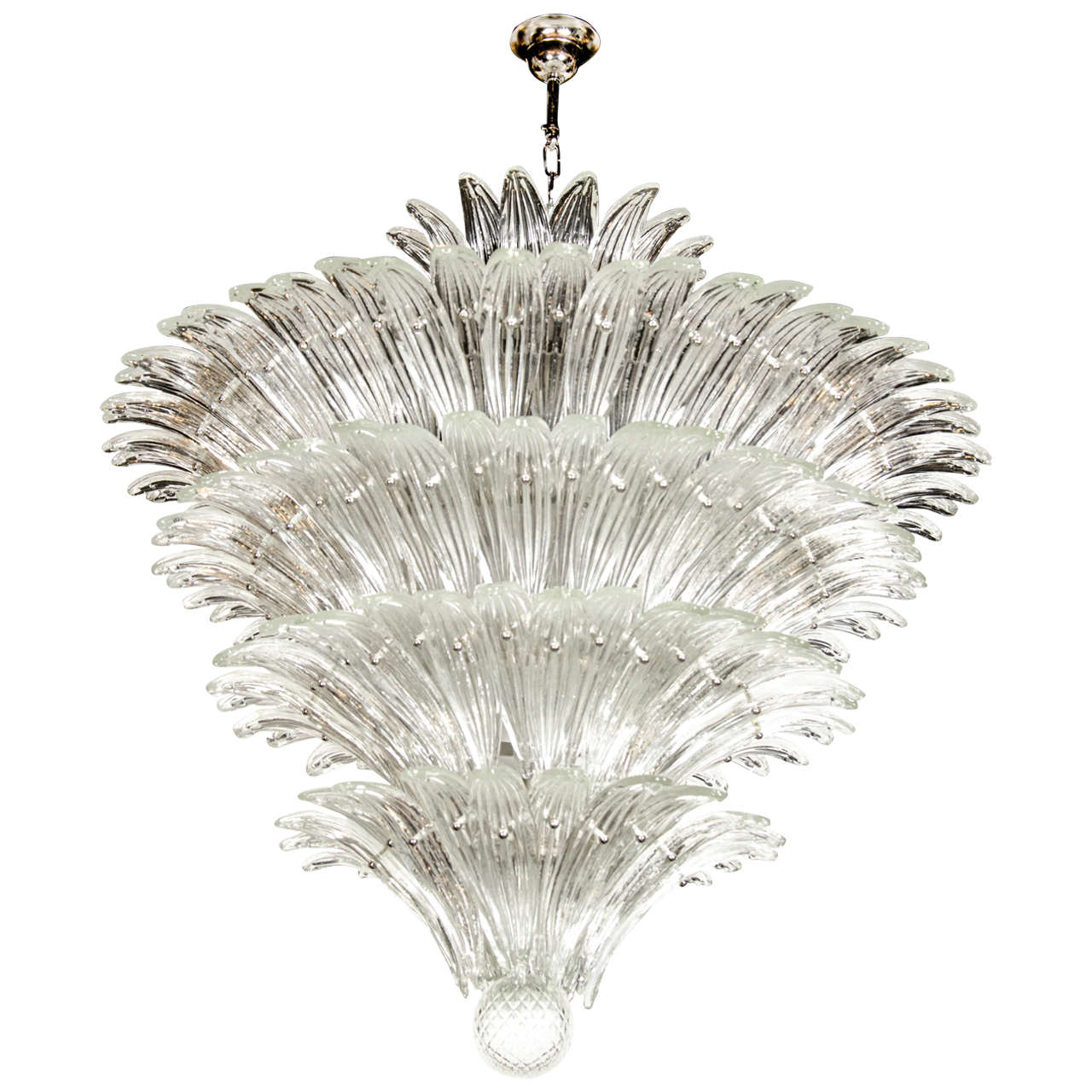 Modernist Translucent Five-Tier "Palma" Murano Glass Chandelier