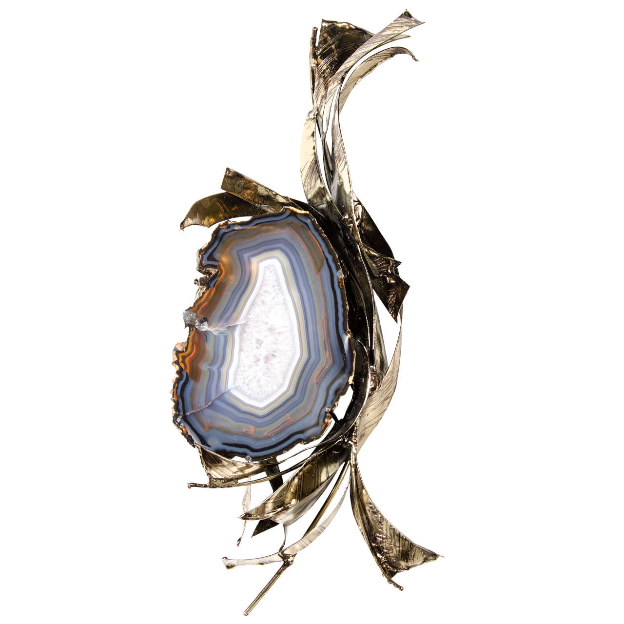 Exquisite Sliced Cerulean Blue Crystal Geode Wall Sculpture by Marc D'Haenens
