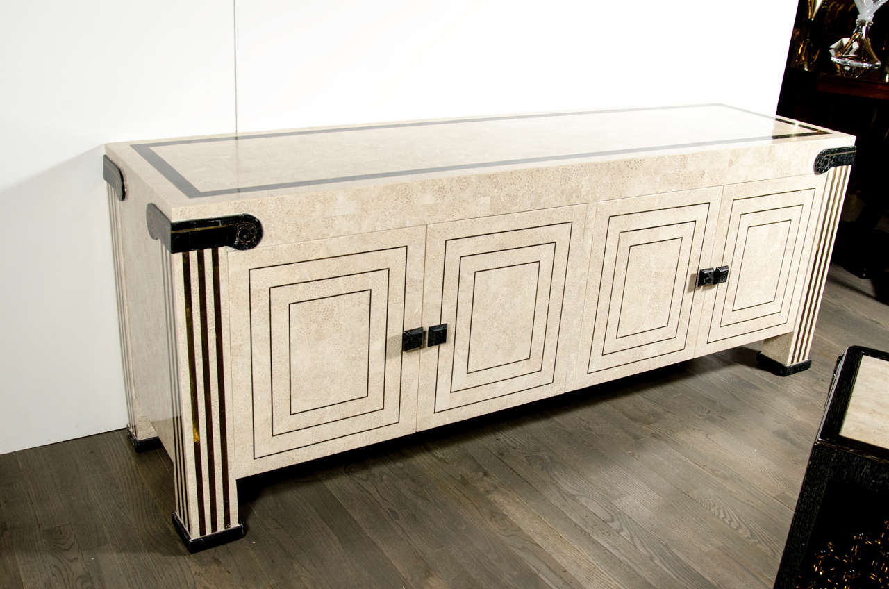 Exceptional Modernist Exotic Tessellated Stone Sideboard by Maitland Smith