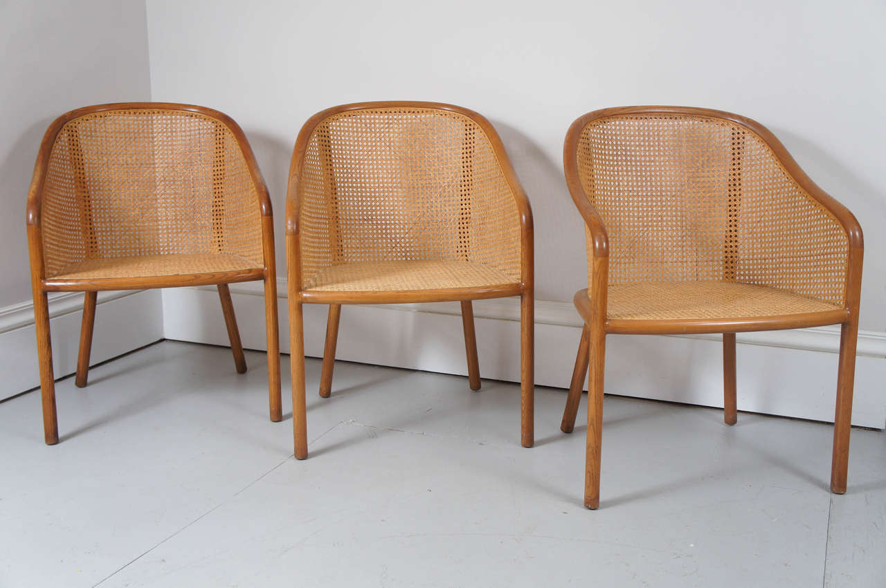 A set of 1970's Caned Ward Bennett chairs in oak.