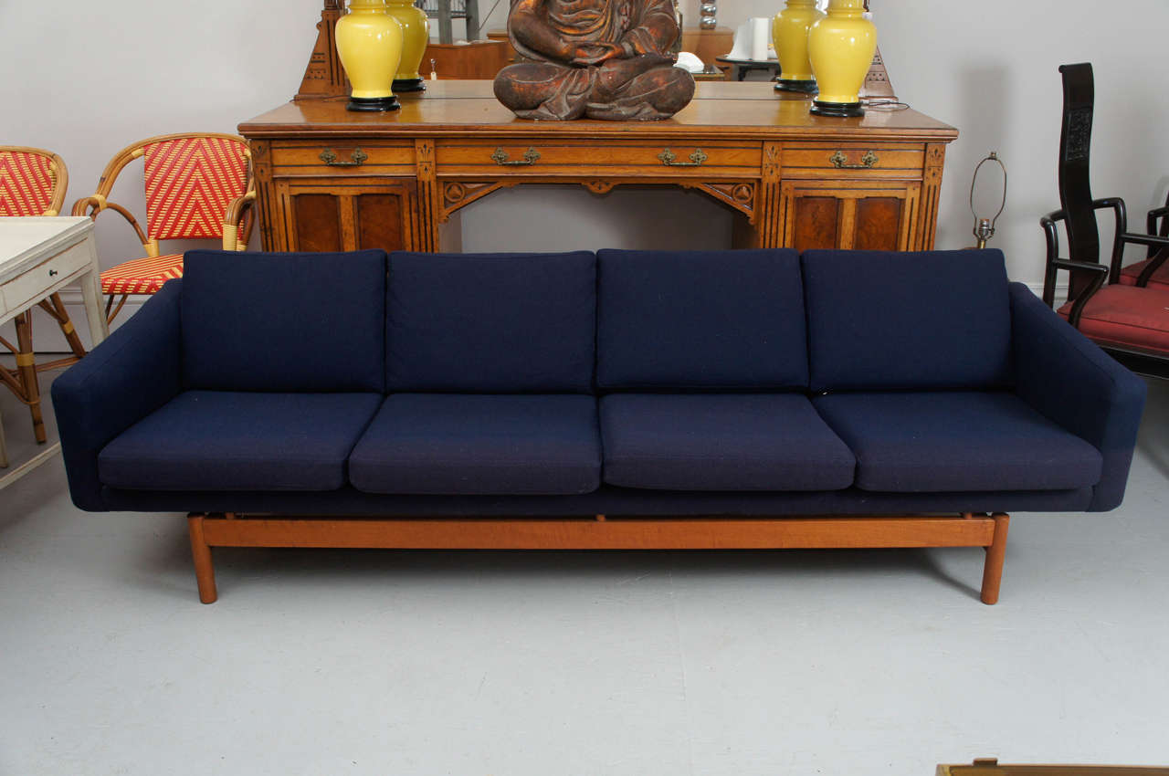 A nicely proportioned Danish sofa from the 70's on a teak base, in original fabric.