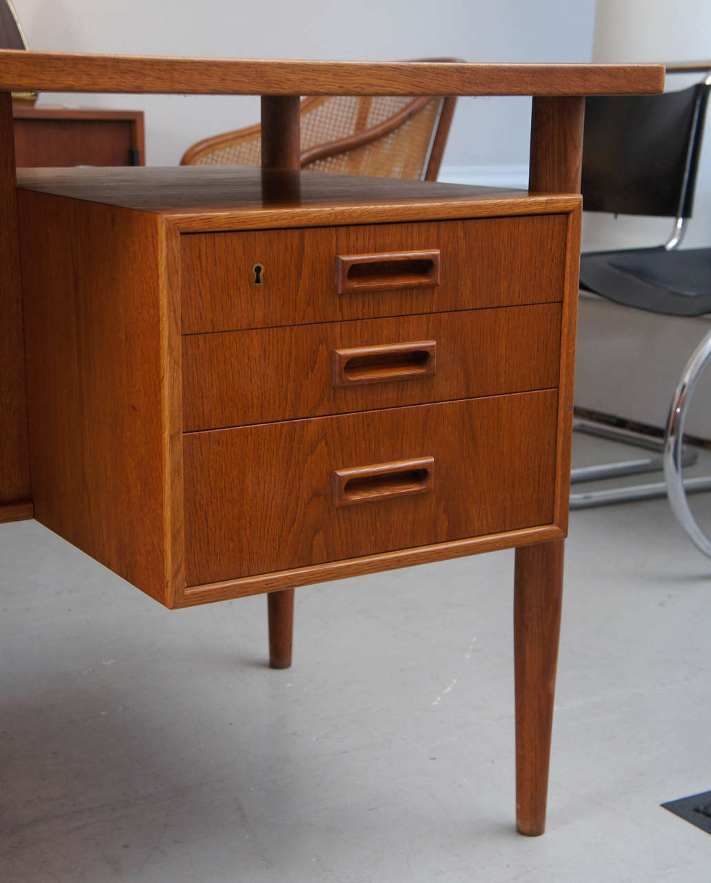 Midcentury Danish, Six Drawer Desk In Good Condition In Hudson, NY