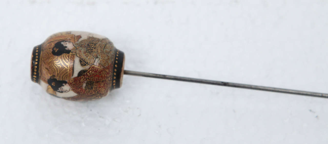 20th Century Antique Japanese Satsuma Hat Pin For Sale