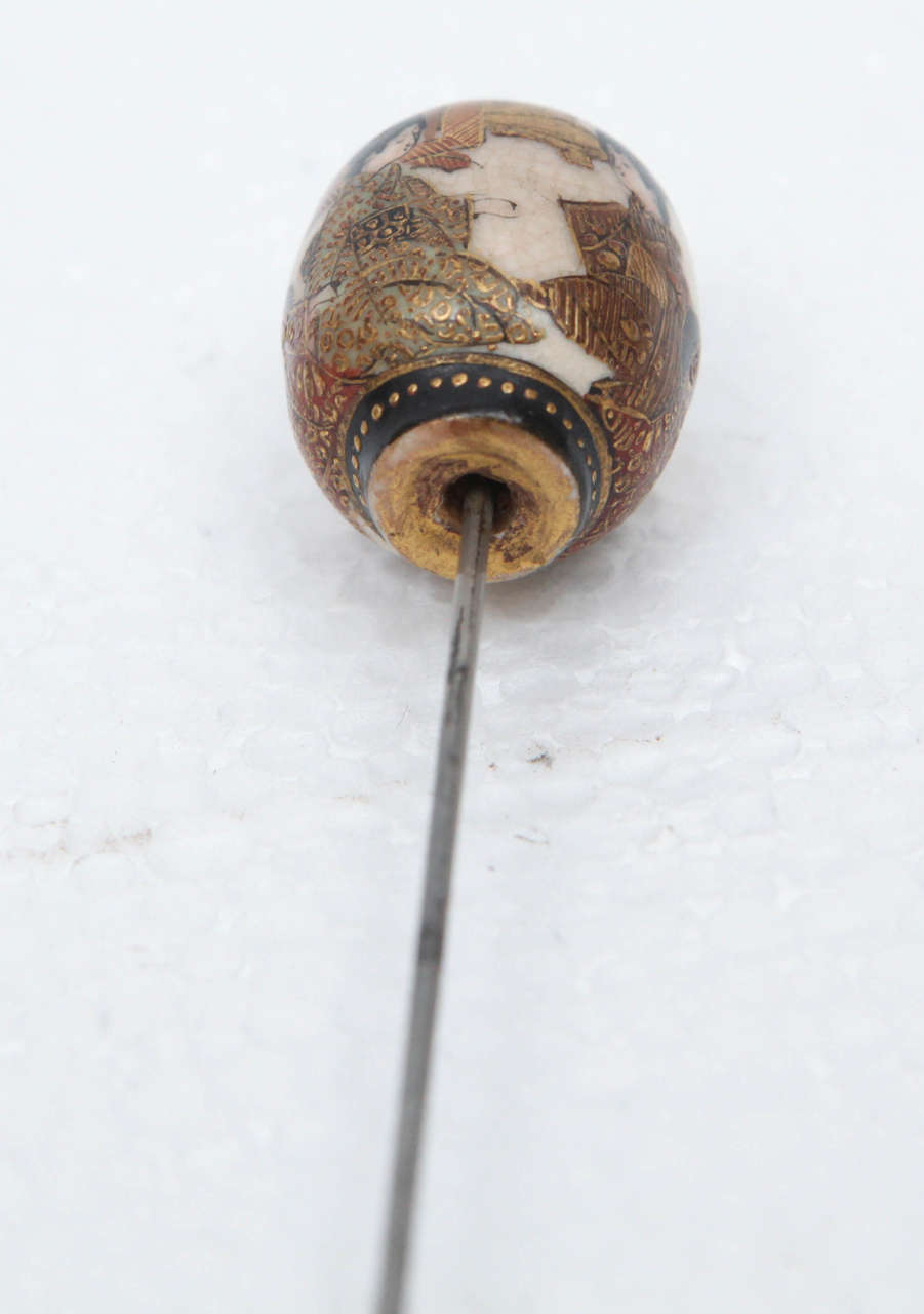 Antique Japanese Satsuma Hat Pin For Sale 2
