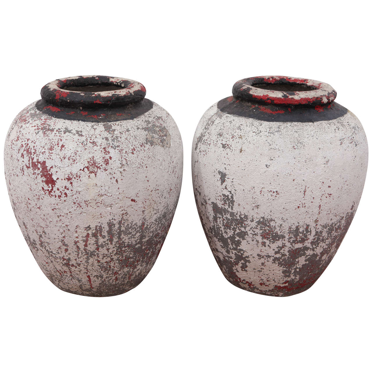 Pair of Vintage Concrete Pots For Sale