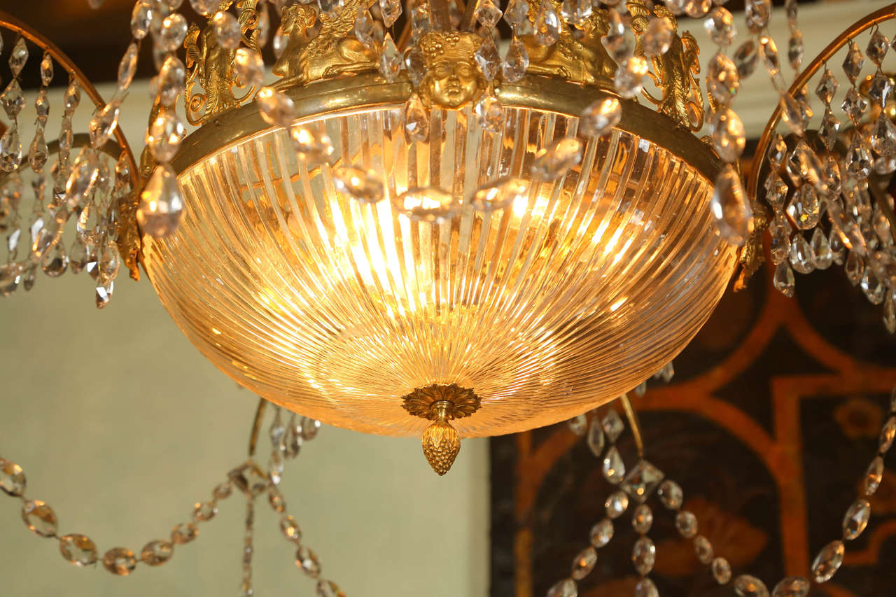 Neoclassical Dore Bronze and Crystal Chandelier For Sale 2