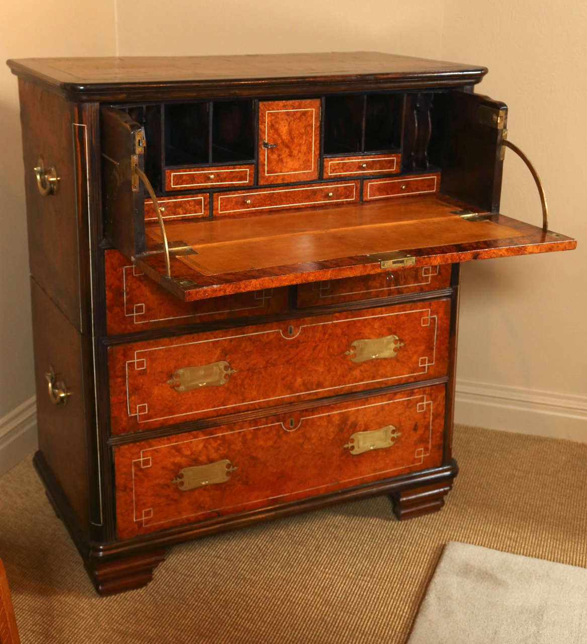Rosewood Indian Campaign Secretaire or Chest