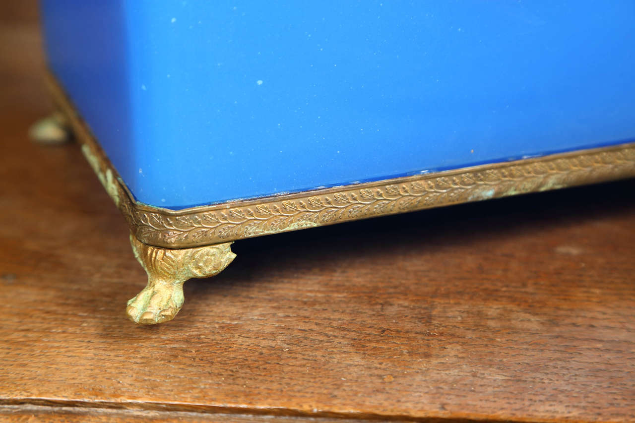 19th Century French Opaline Blue Box