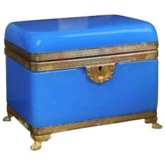 Antique French Opaline Blue Box
