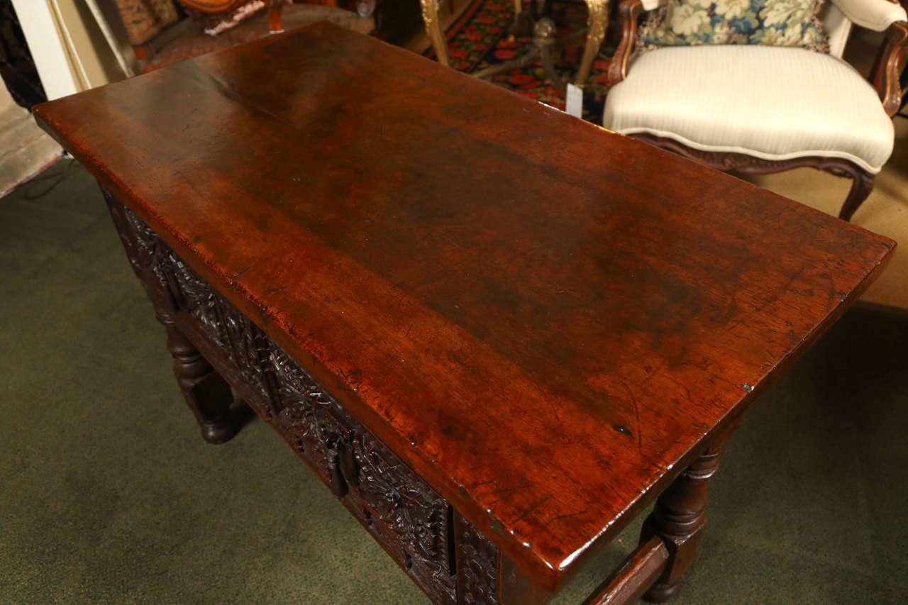 19th Century Carved Walnut Spanish Table For Sale
