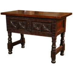 Carved Walnut Spanish Table