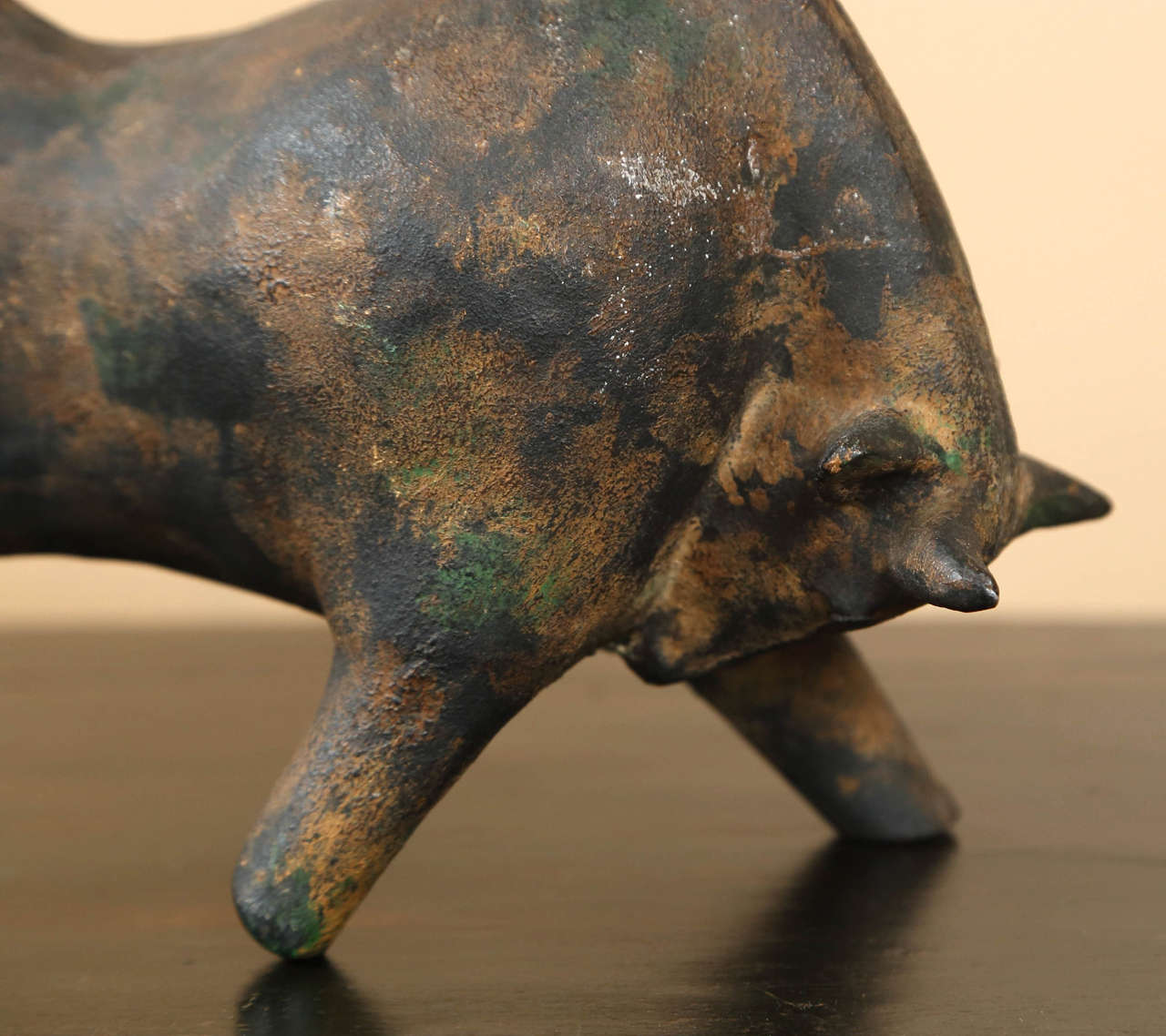 Late 20th Century Table Sculpture Of A Charging Bull