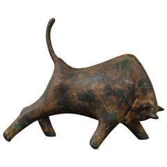 Table Sculpture Of A Charging Bull