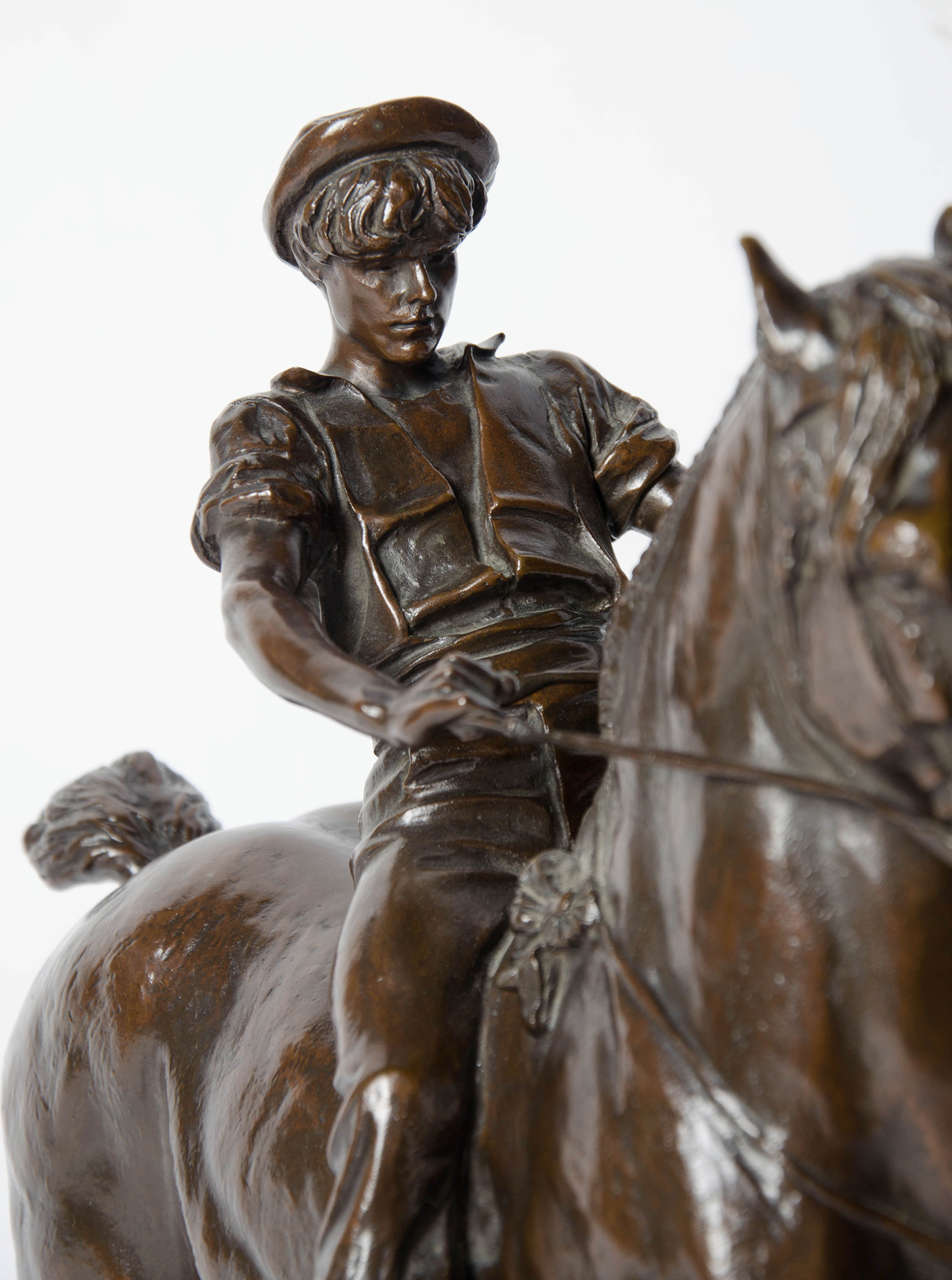 Bronze Horse and Rider by Fremiet In Excellent Condition For Sale In East Sussex, GB