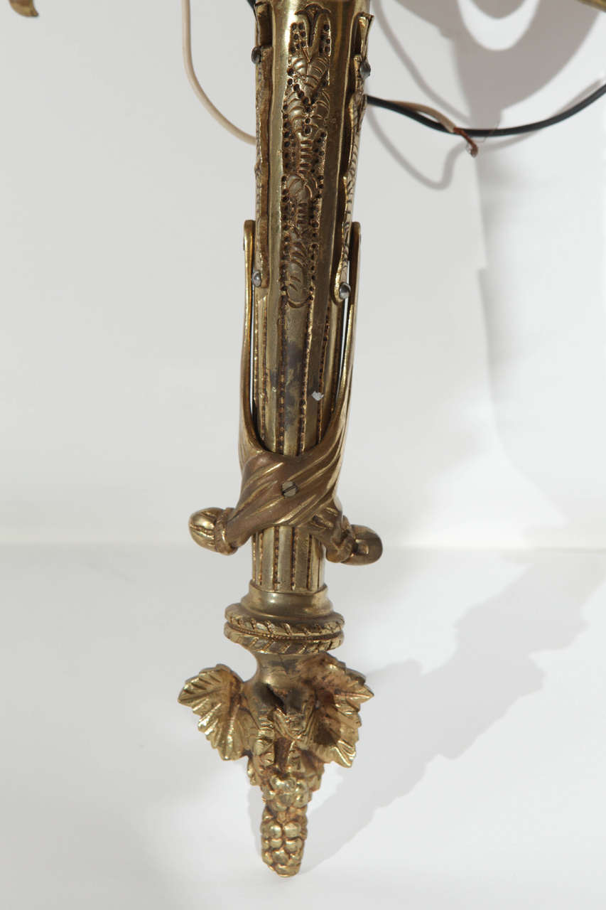 Louis XVI Pair of Hollywood Regency French Brass Sconces