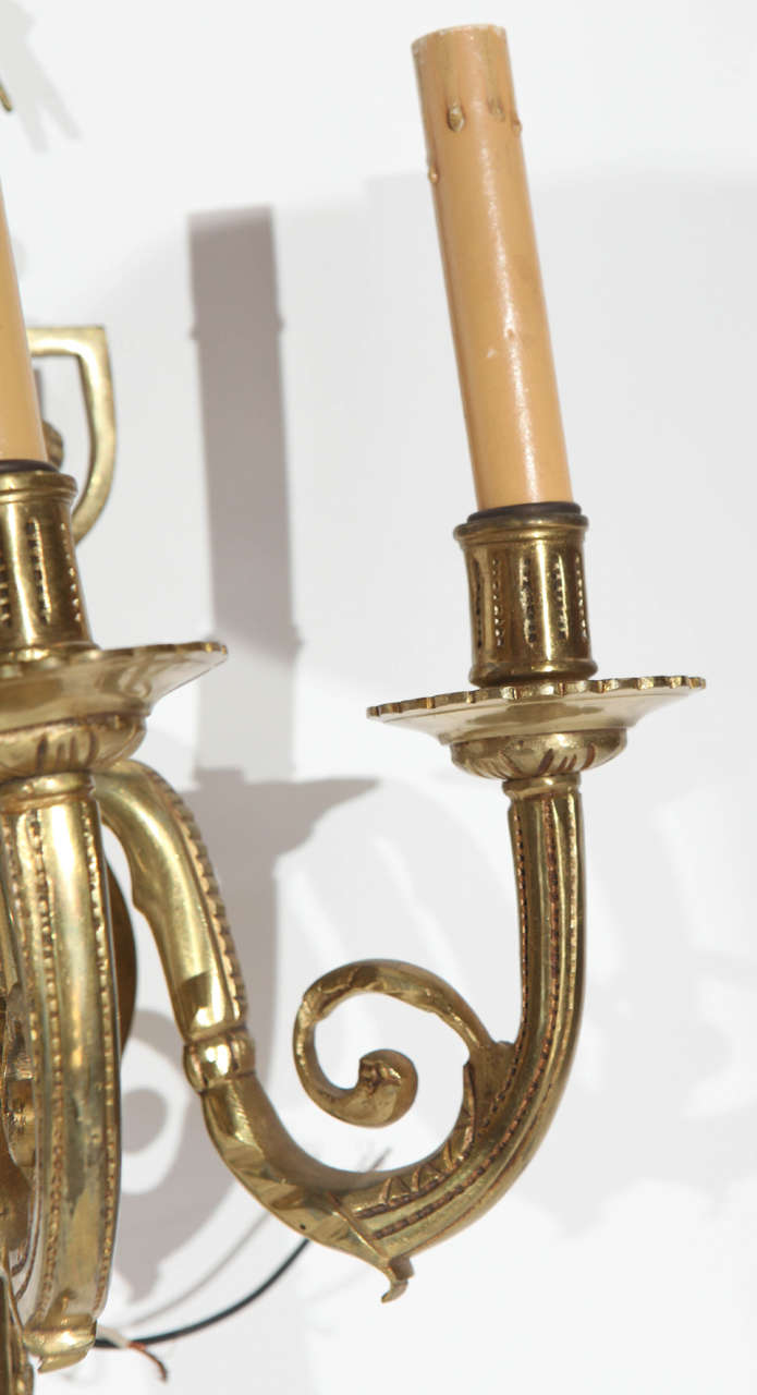 Pair of Hollywood Regency French Brass Sconces 3