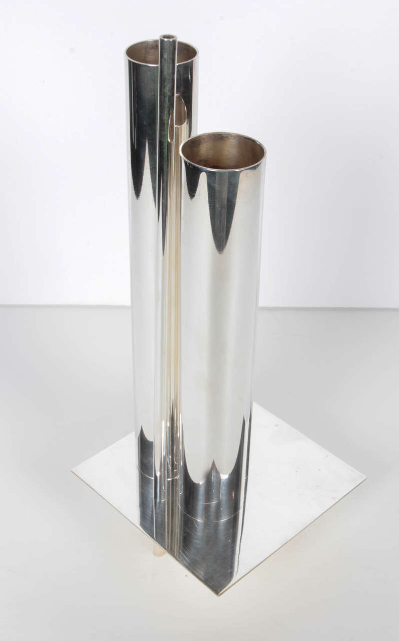 Mid-Century Modern Silver Plated Gio Ponti Vase for Christofle For Sale
