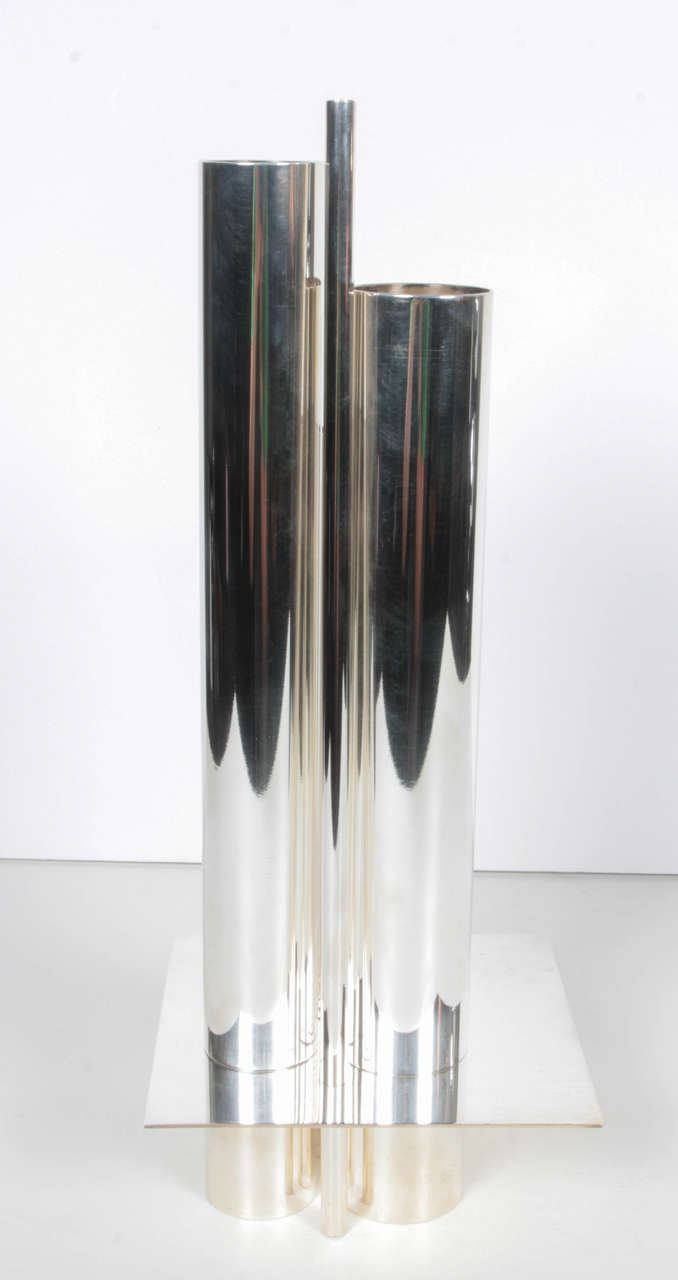 French Silver Plated Gio Ponti Vase for Christofle For Sale