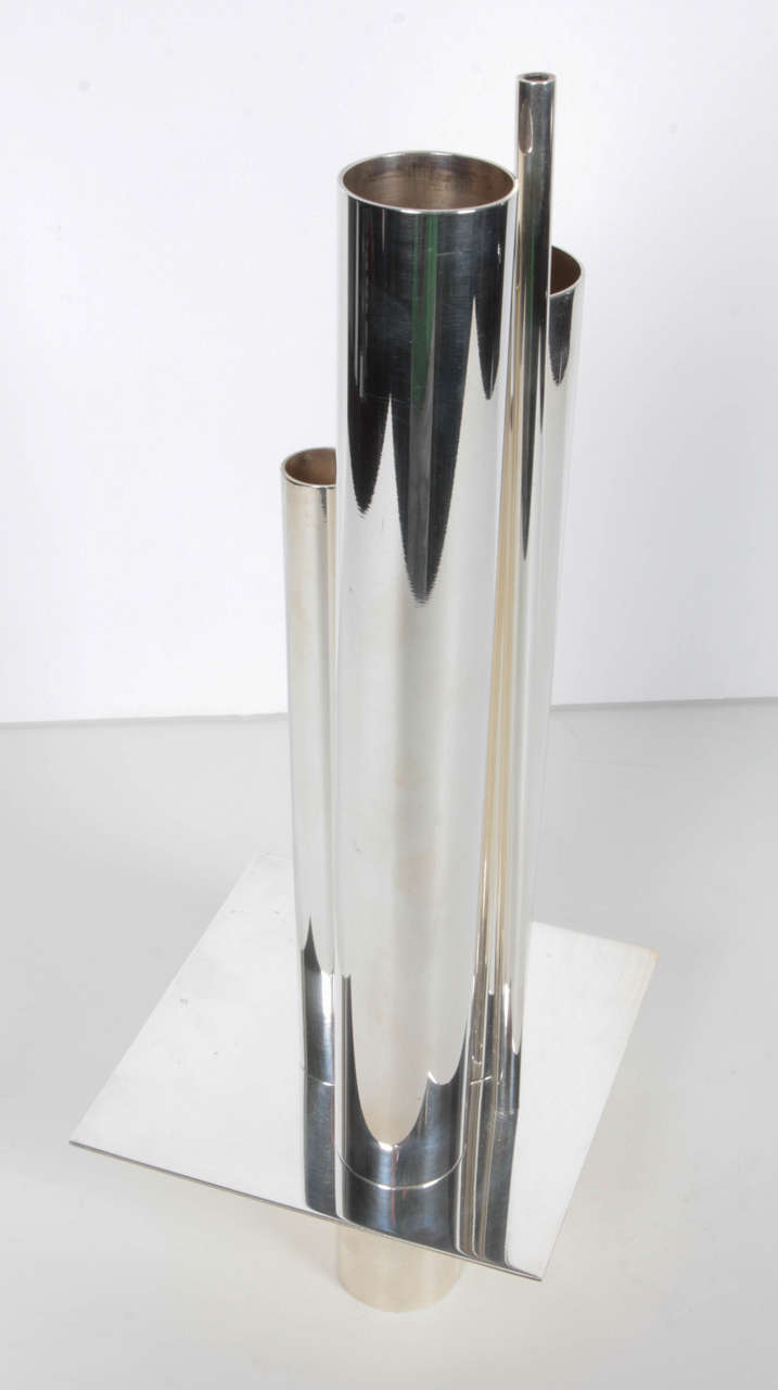 Silver Plated Gio Ponti Vase for Christofle In Excellent Condition For Sale In New York, NY