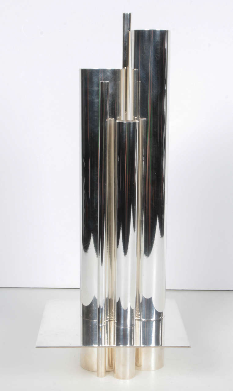 Mid-20th Century Silver Plated Gio Ponti Vase for Christofle For Sale