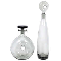 Pair of Smoky Grey Decanters by Per Lutkin for Holmegaard