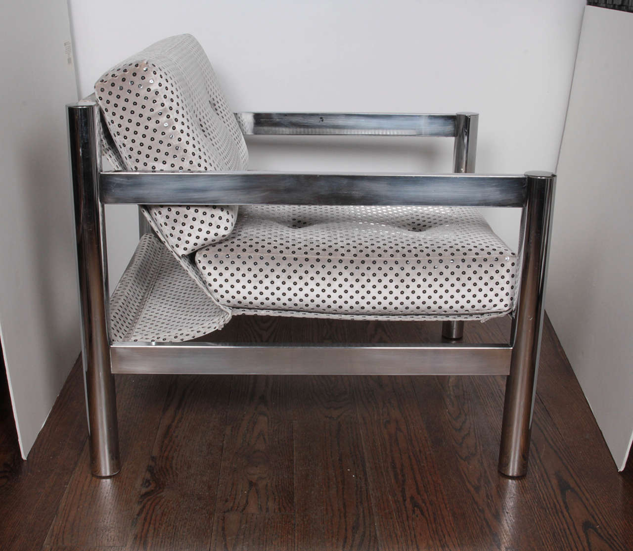 Mid-Century Modern 1970s Chrome Chair in the Manner of Milo Baughman For Sale