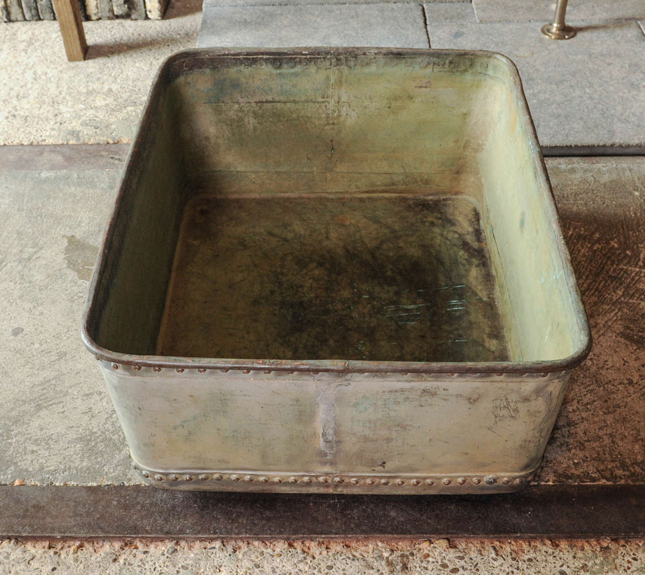 French A heavy copper rivetted cistern / Tank, useful as a log bin
