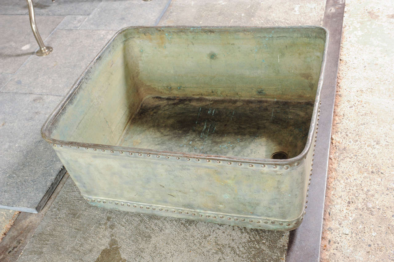 Copper A heavy copper rivetted cistern / Tank, useful as a log bin