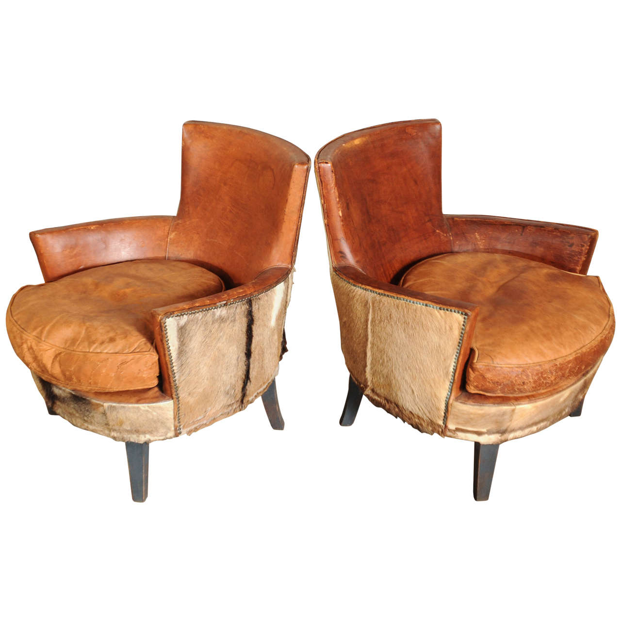 Pair of 1910s-1920s Boar Skin Armchairs