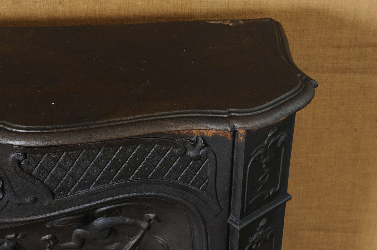 Iron rare 19th Century French cast iron Pompadour fireplace / mantel piece 