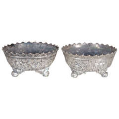 Pair of Tiffany Repousse Sterling Silver Salts