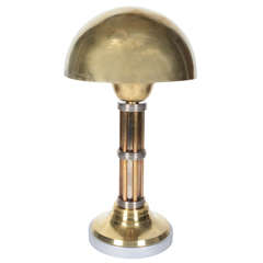 French Art Deco brass, nickel and glass desk lamp - Felix Aublet