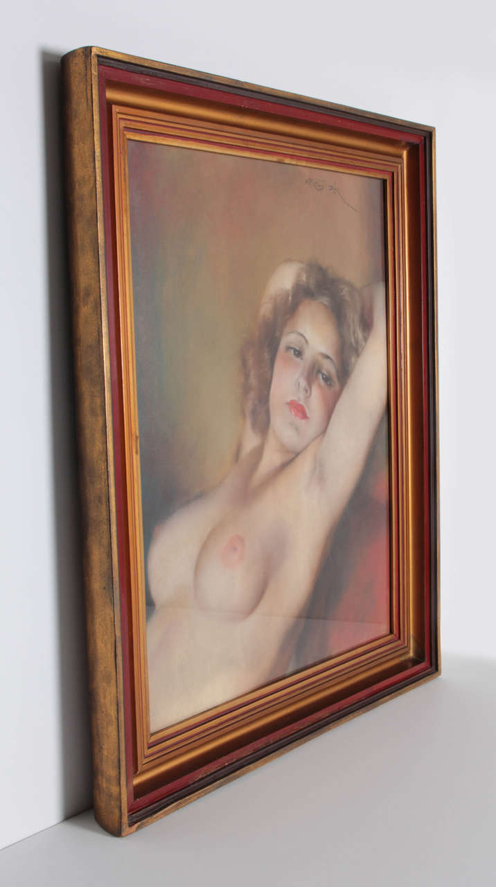 Original hand painted pastel of a nude by Pal Fried In Good Condition In New York City, NY