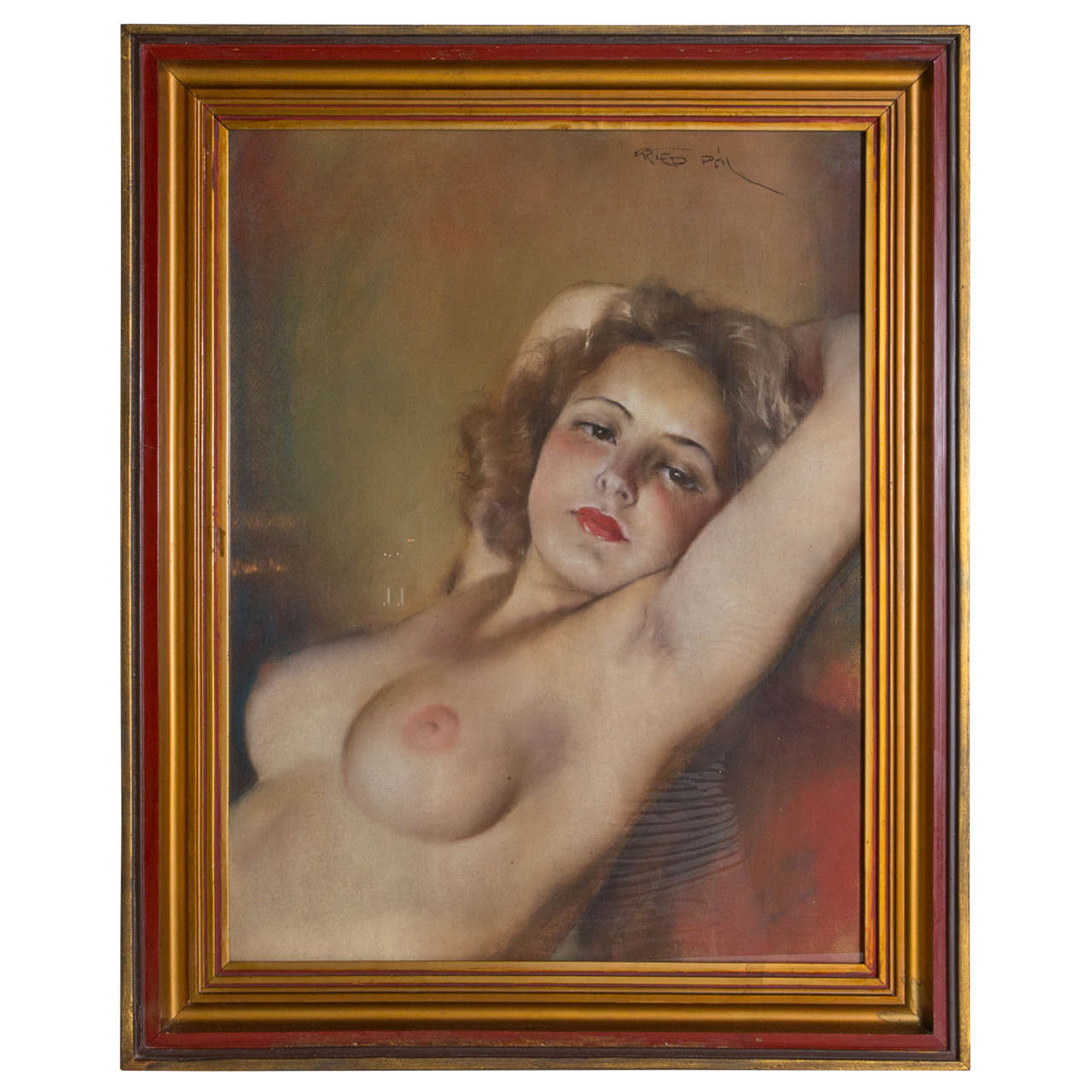 Original hand painted pastel of a nude by Pal Fried