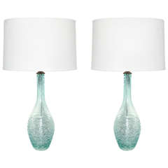 Pair of Spun Murano Lamps