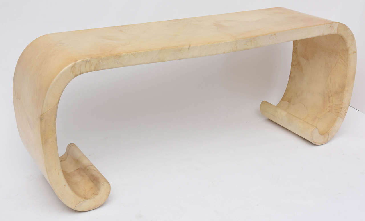 Karl Springer Goatskin Curved Console Table