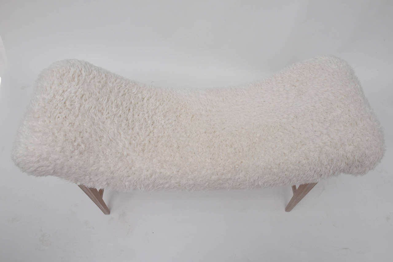 Faux Fur Curved Bench In Excellent Condition In West Palm Beach, FL