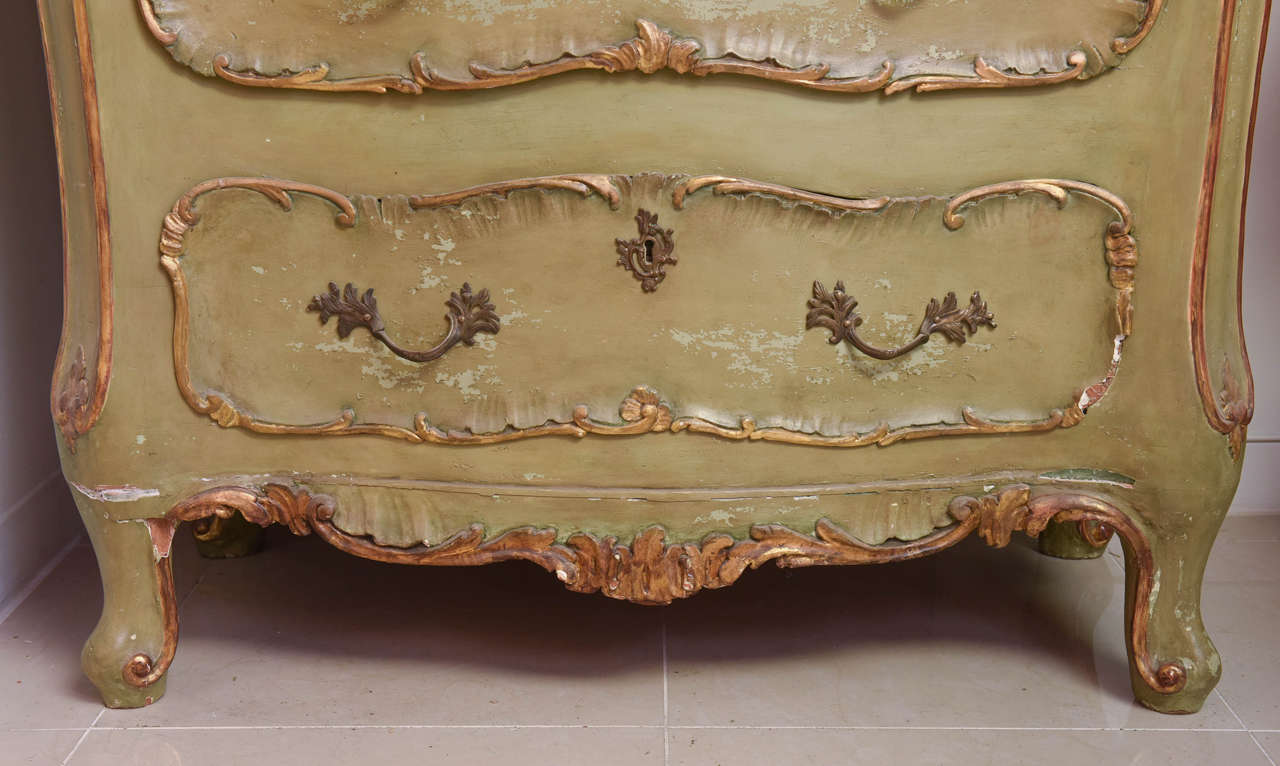 Italian Rococo Green Painted and Parcel Semainier, Venice For Sale 3