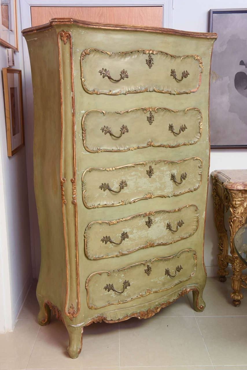 Italian Rococo Green Painted and Parcel Semainier, Venice For Sale 5