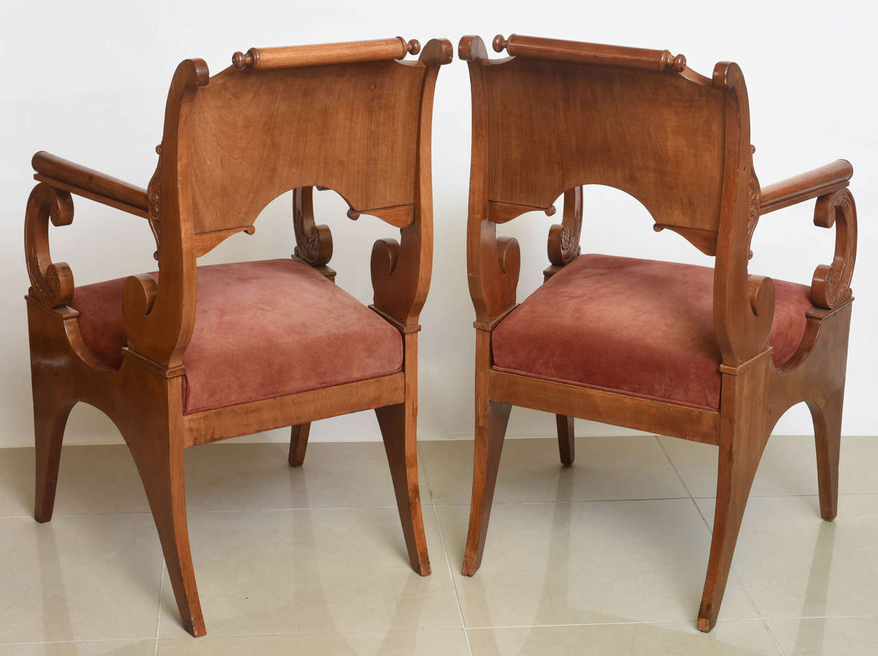 19th Century Set of Four Russian Neoclassic Mahogany Armchairs For Sale