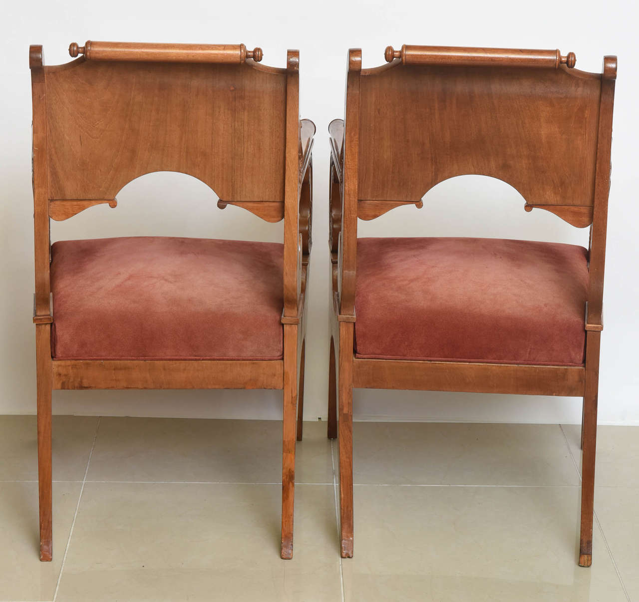 Set of Four Russian Neoclassic Mahogany Armchairs For Sale 1