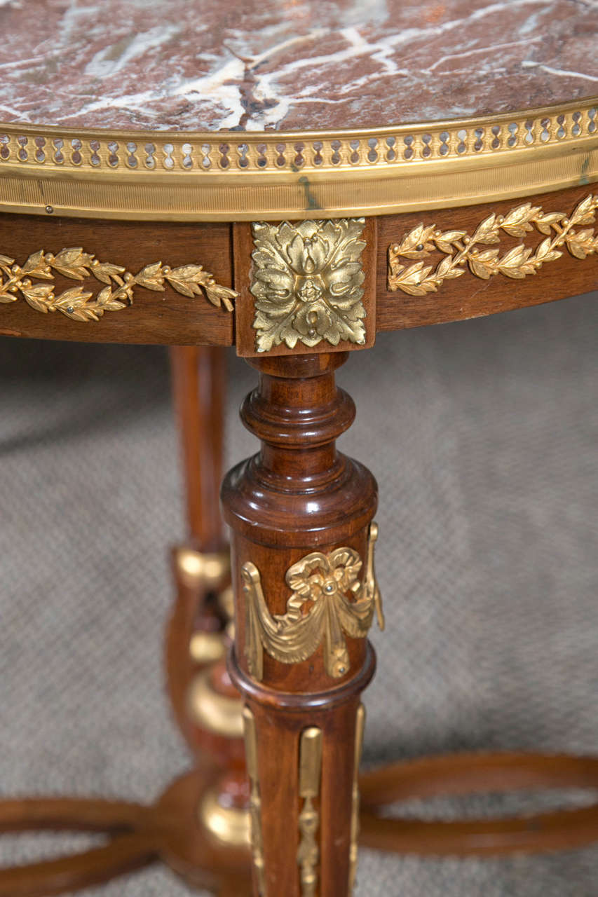 French Louis XVI Style Bronze-Mounted Bouillotte Table 1