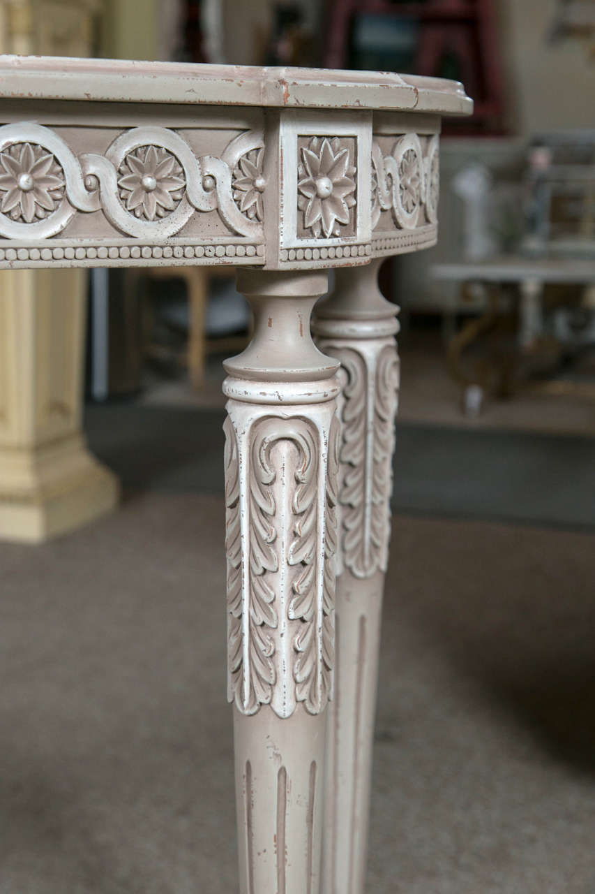 French Louis XVI Style Painted Demilune Console Table 1