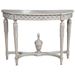 French Louis XVI Style Painted Demilune Console Table