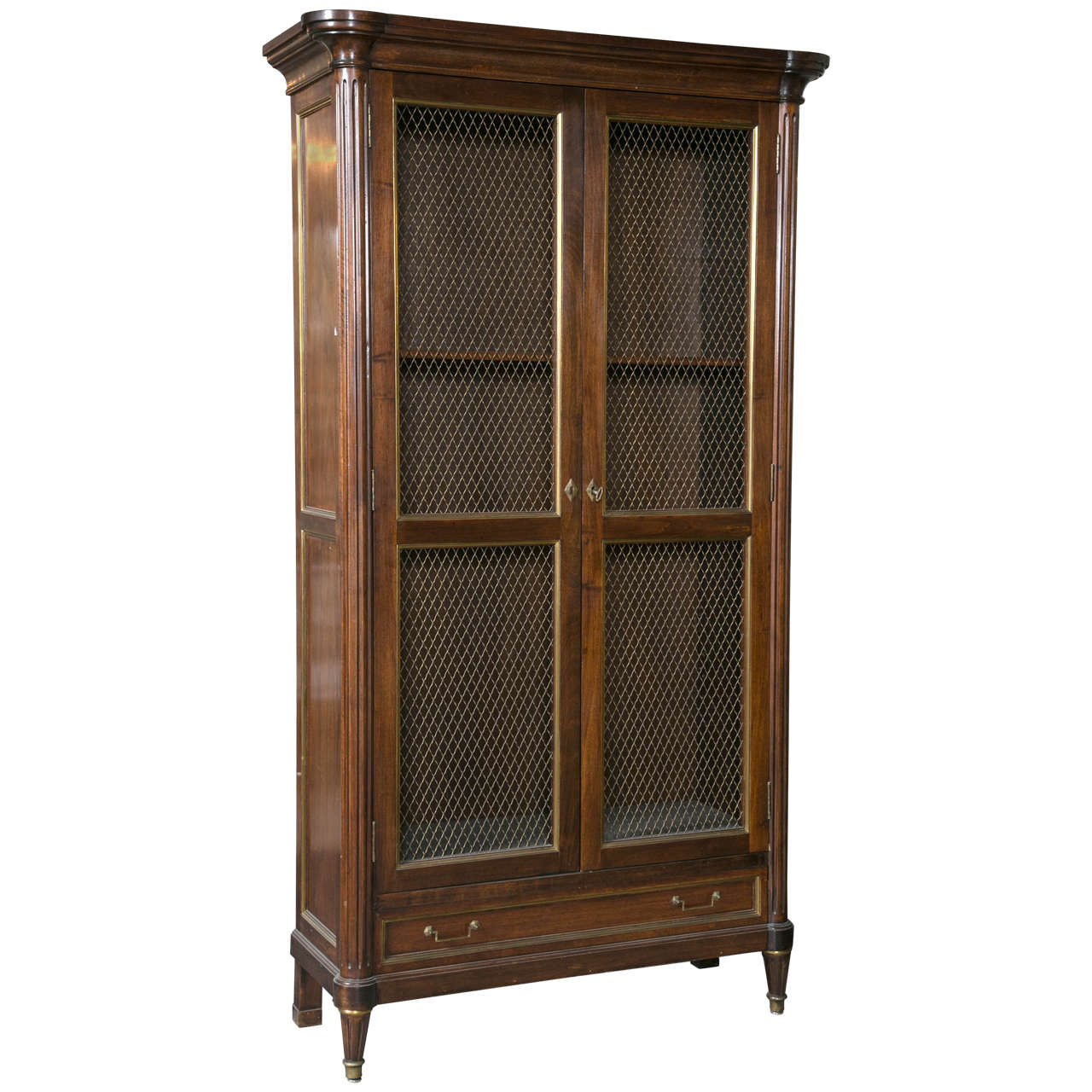French Neoclassical Style Mahogany Bookcase Cabinet