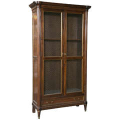 Vintage French Neoclassical Style Mahogany Bookcase Cabinet