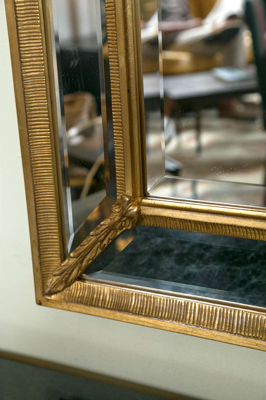 Italian Palatial Gilt Wall or Console Mirror Finely Carved Beveled Glass In Good Condition In Stamford, CT
