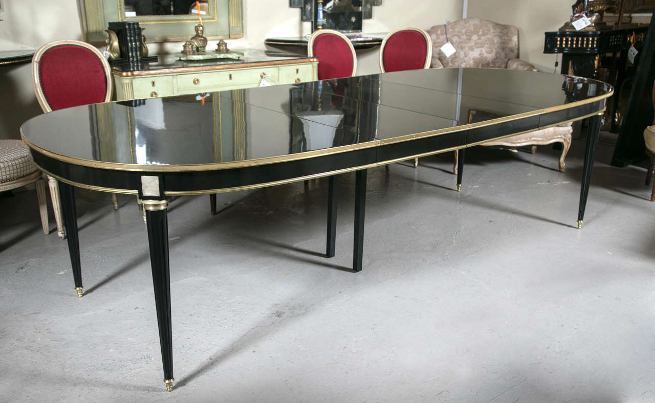 Louis XVI Piano Ebony Finish Dining Table by Maison Jansen