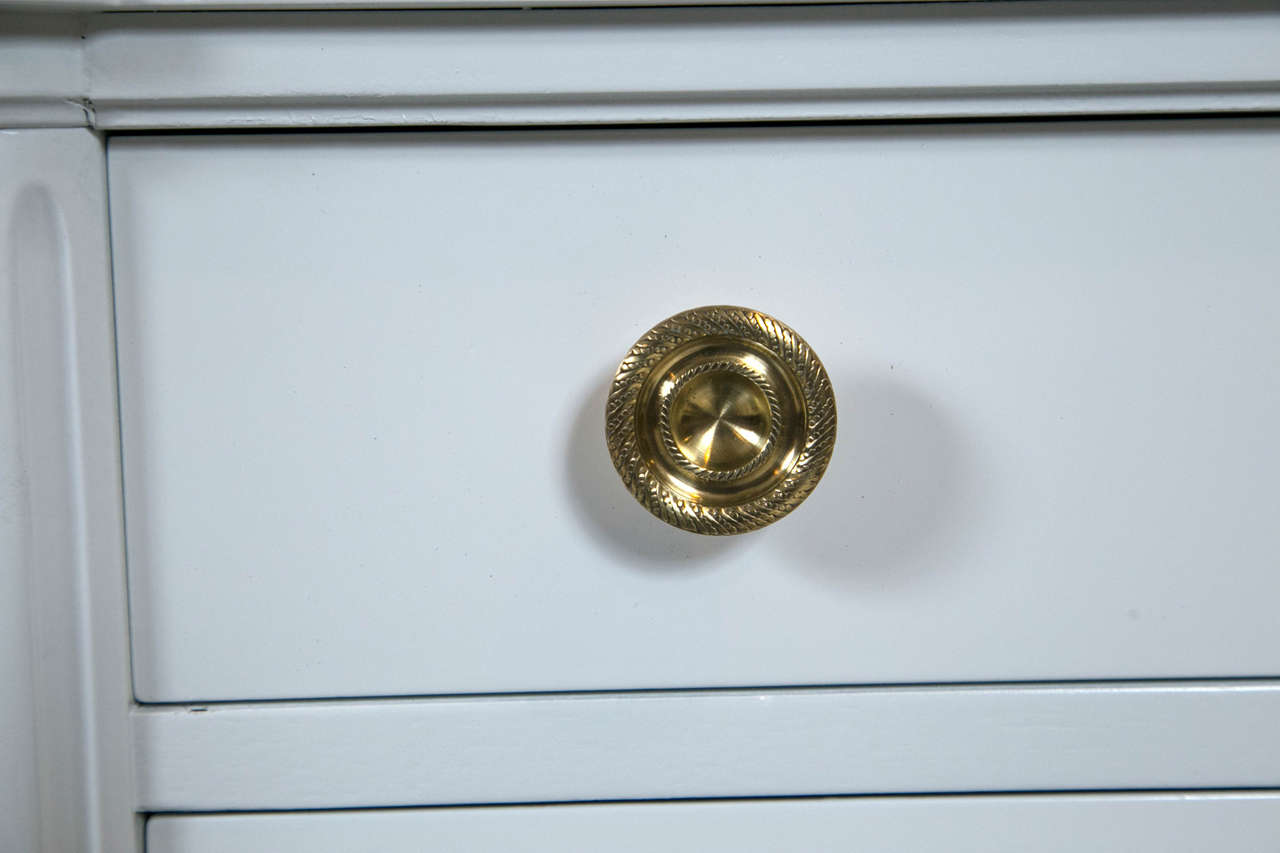 Louis XVI Style White Lacquered Triple Dresser Commode In Good Condition In Manhasset, NY